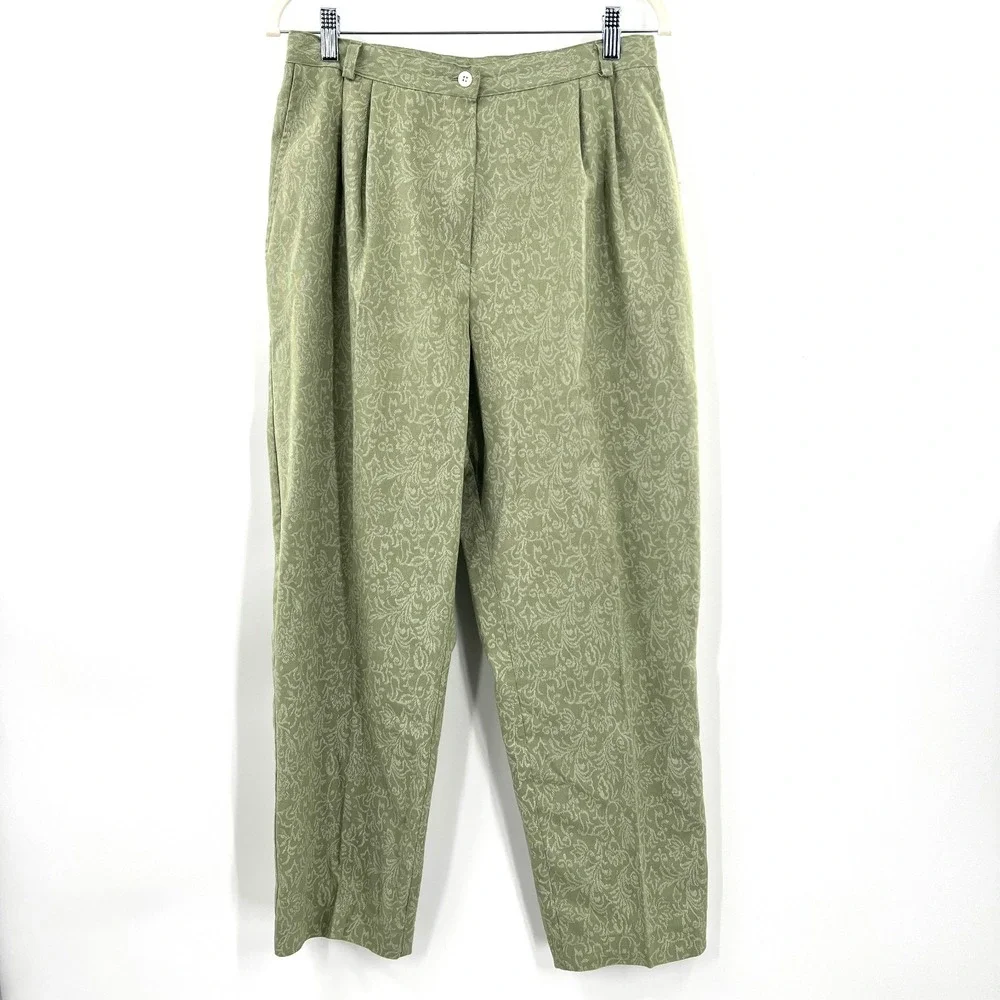 Vintage Villager paisley jacquard brocade high rise pleated cottagecore pants 16